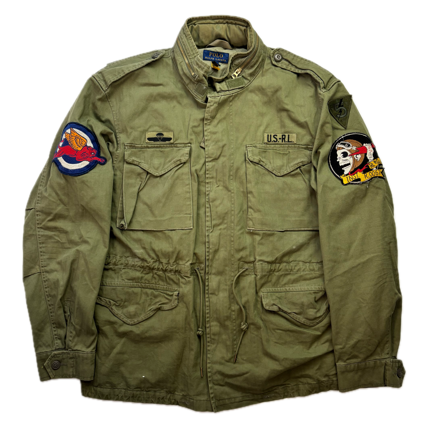Polo Ralph Lauren Green Military Army Patches Field Parka Jacket  - XXL