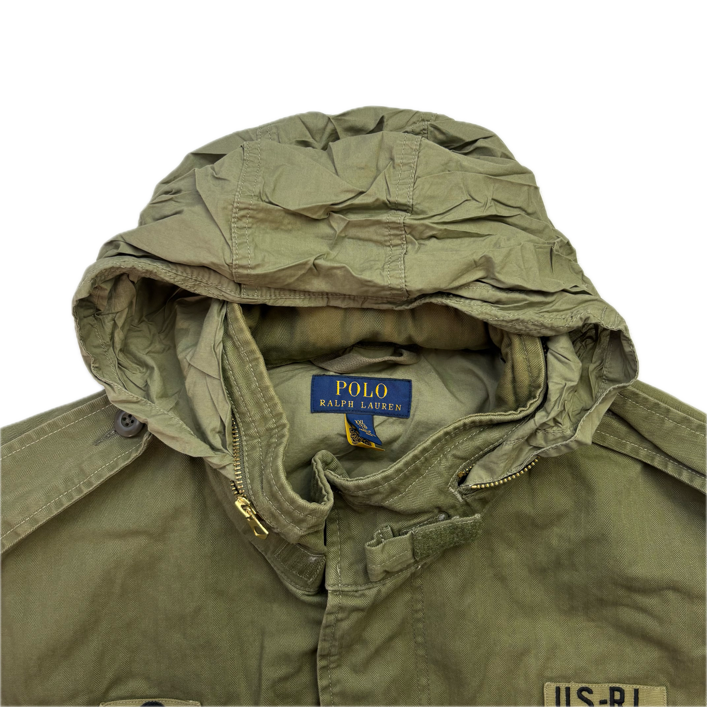 Polo Ralph Lauren Green Military Army Patches Field Parka Jacket  - XXL