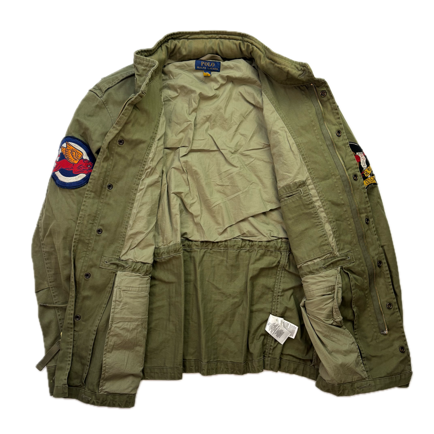 Polo Ralph Lauren Green Military Army Patches Field Parka Jacket  - XXL