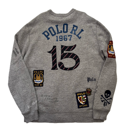 Polo Ralph Lauren Grey Bulldog Collegiate Patches PRLFC Sweatshirt - L
