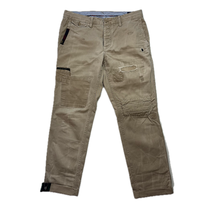 Polo Ralph Lauren Patchwork Distressed Beige Chinos - 33x34
