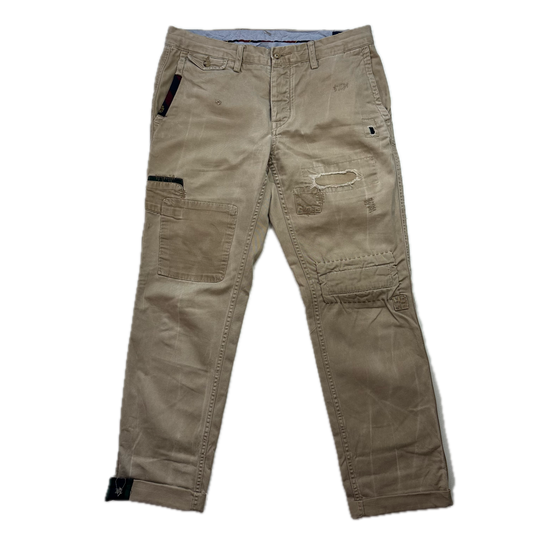 Polo Ralph Lauren Patchwork Distressed Beige Chinos - 33x34