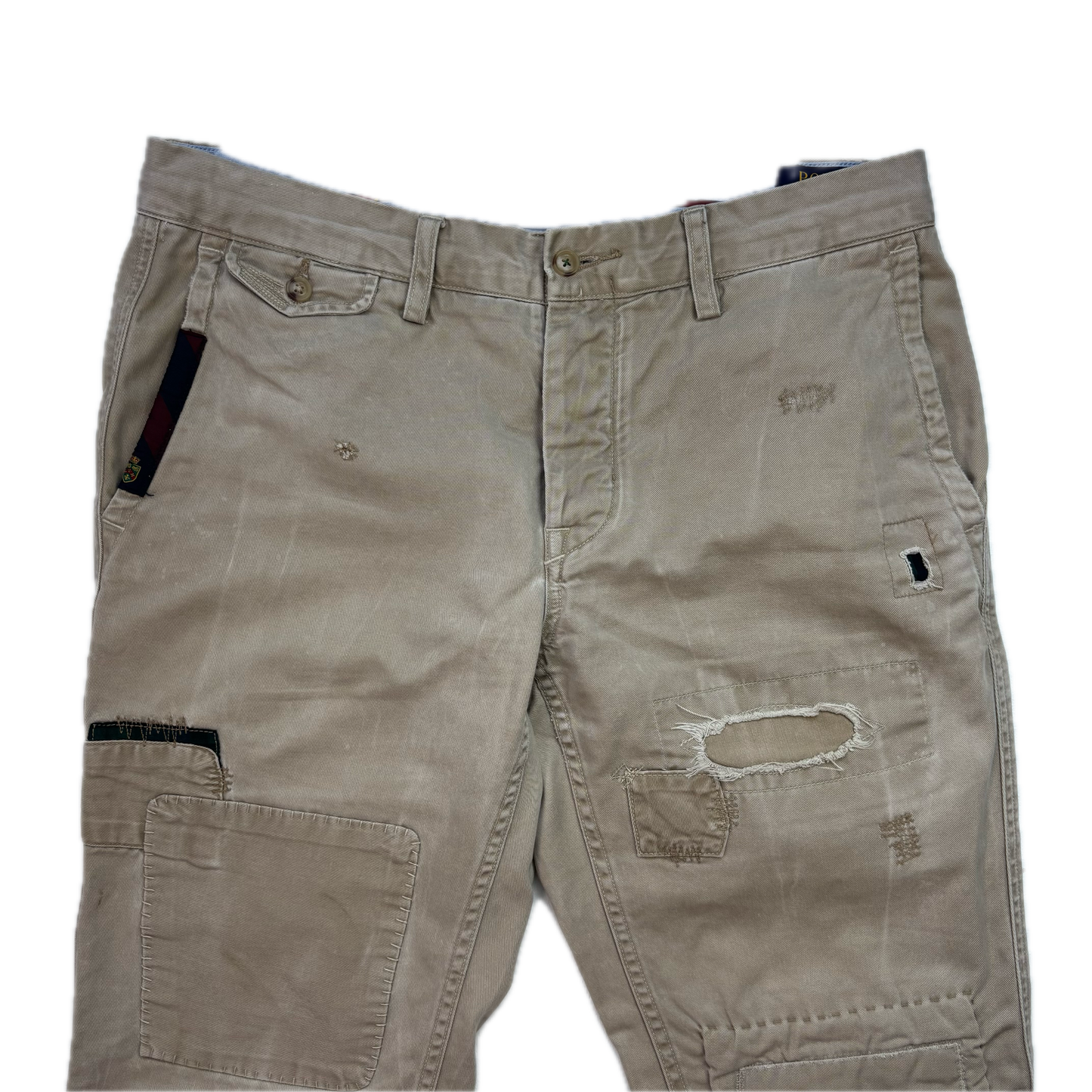 Polo Ralph Lauren Patchwork Distressed Beige Chinos - 33x34