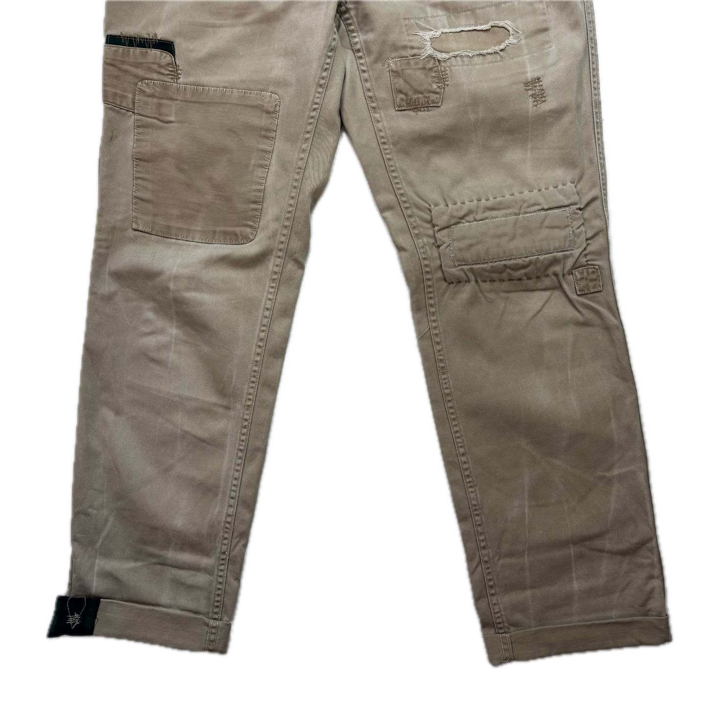 Polo Ralph Lauren Patchwork Distressed Beige Chinos - 33x34