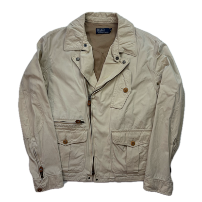 Polo Ralph Lauren Beige Aviator Bomber Jacket Cropped - L