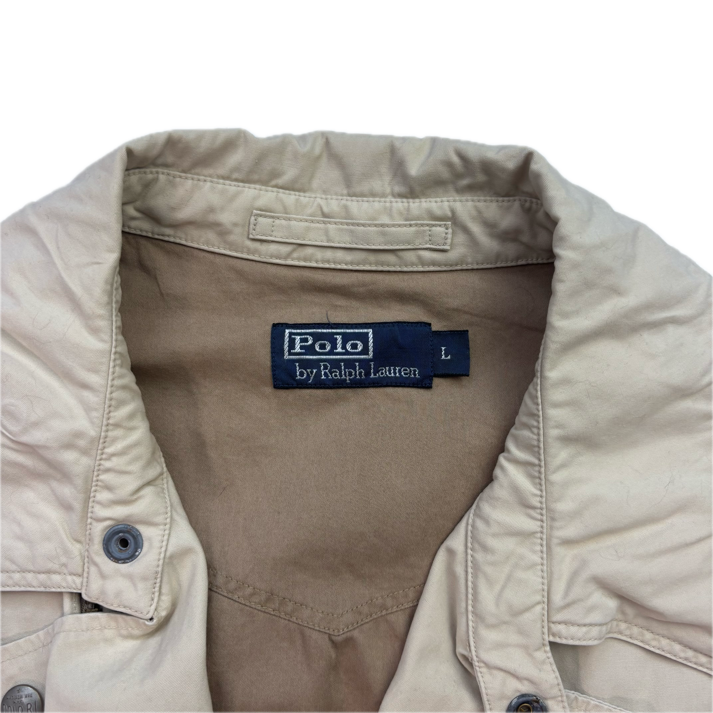 Polo Ralph Lauren Beige Aviator Bomber Jacket Cropped - L