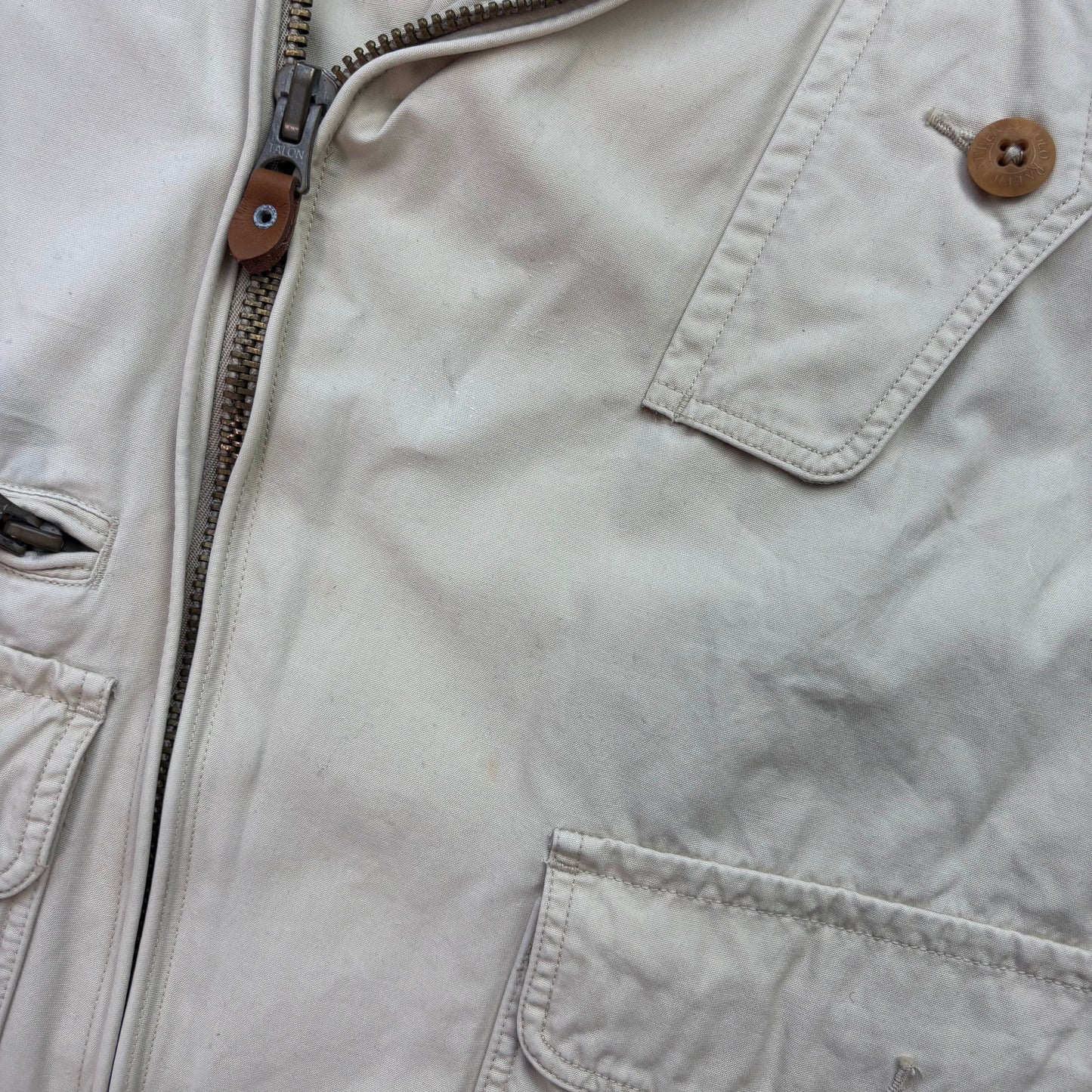 Polo Ralph Lauren Beige Aviator Bomber Jacket Cropped - L