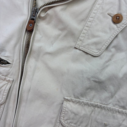 Polo Ralph Lauren Beige Aviator Bomber Jacket Cropped - L