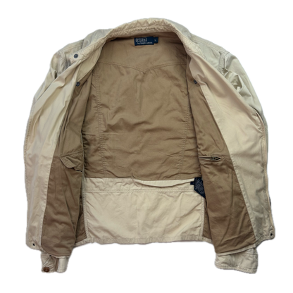 Polo Ralph Lauren Beige Aviator Bomber Jacket Cropped - L