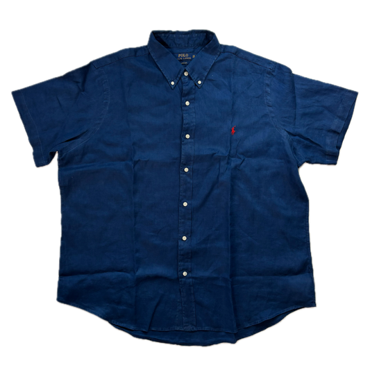 Polo Ralph Lauren Navy Blue Linen Shirt Classic Fit - XXL