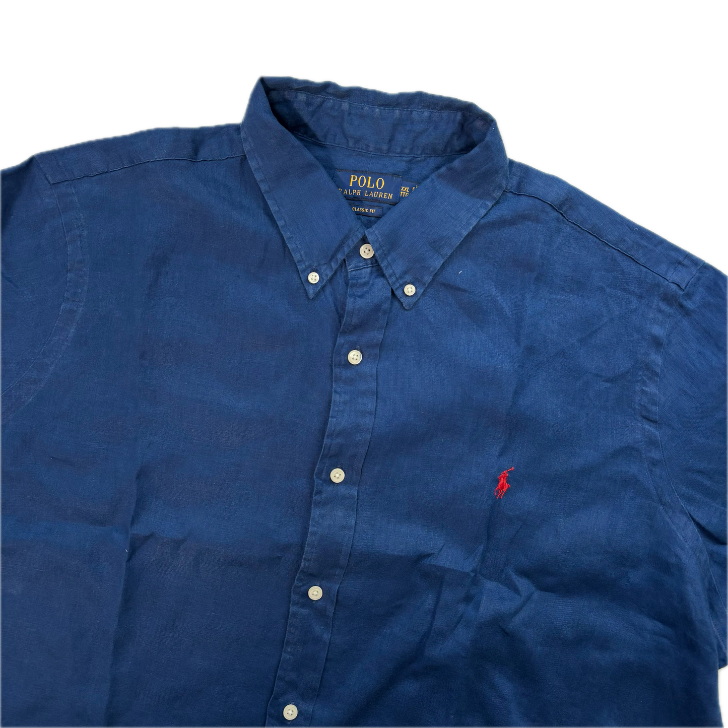 Polo Ralph Lauren Navy Blue Linen Shirt Classic Fit - XXL