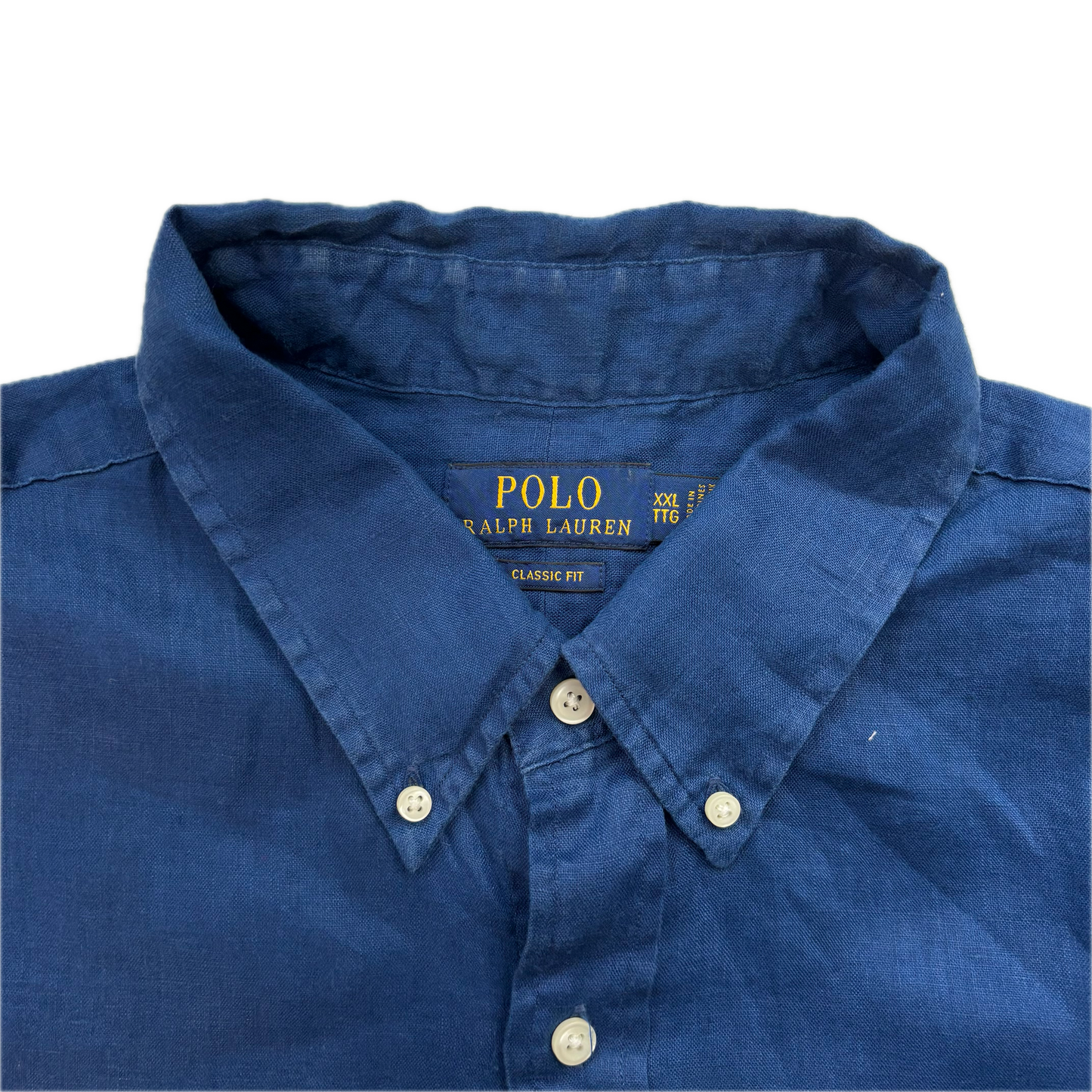 Polo Ralph Lauren Navy Blue Linen Shirt Classic Fit - XXL