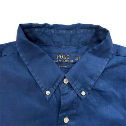 Polo Ralph Lauren Navy Blue Linen Shirt Classic Fit - XXL