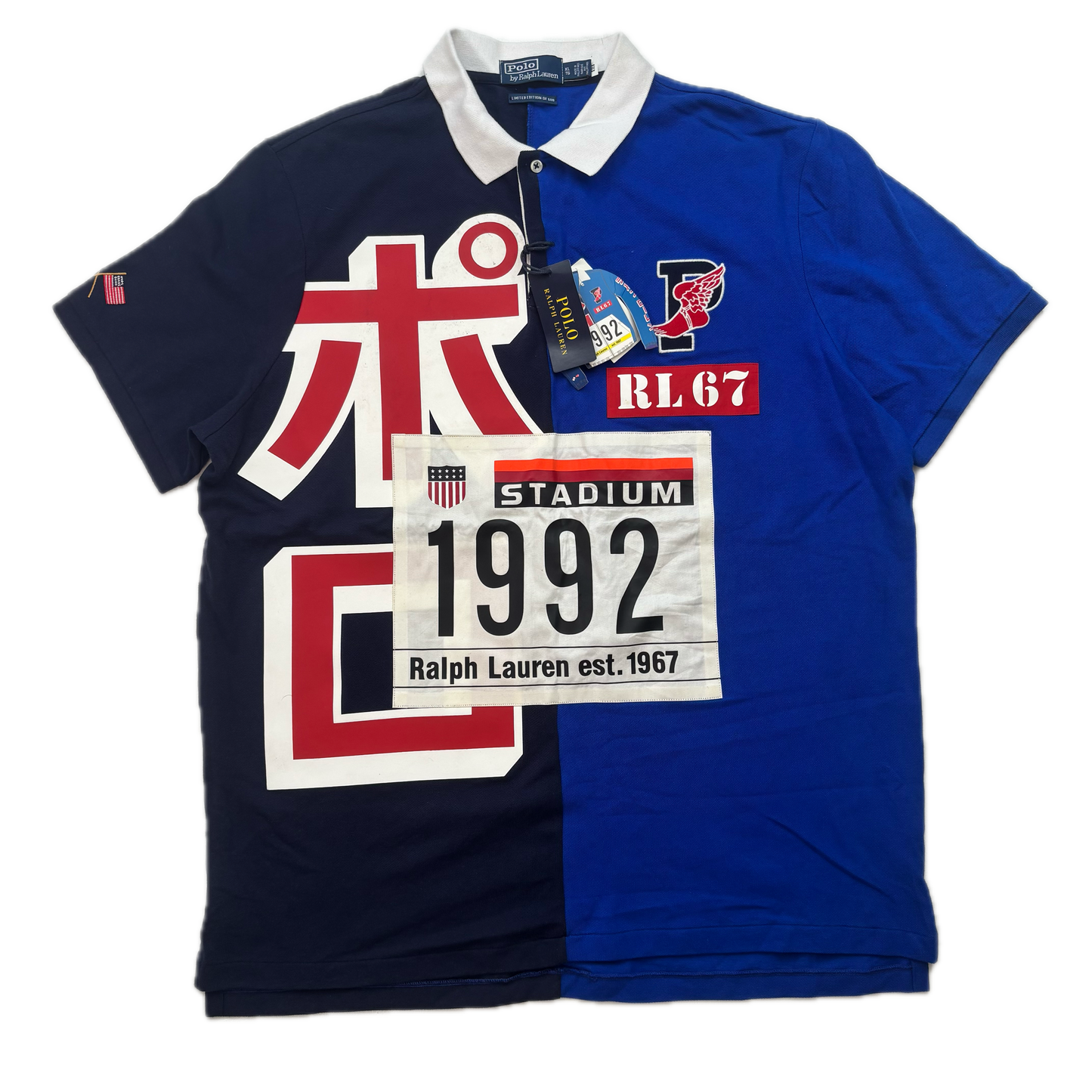 Polo Ralph Lauren Navy Blue Tokyo Stadium Polo Shirt Retro 1992 - XL