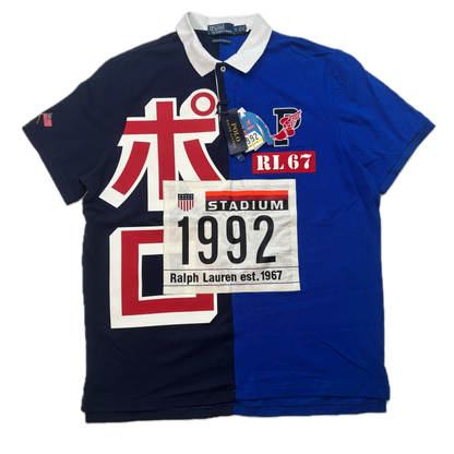Polo Ralph Lauren Navy Blue Tokyo Stadium Polo Shirt Retro 1992 - XL