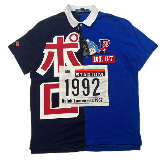 Polo Ralph Lauren Navy Blue Tokyo Stadium Polo Shirt Retro 1992 - XL