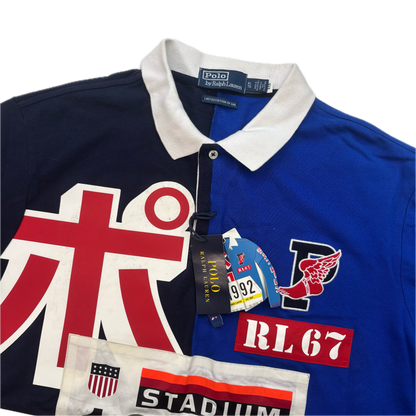 Polo Ralph Lauren Navy Blue Tokyo Stadium Polo Shirt Retro 1992 - XL