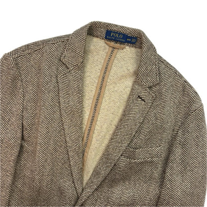 Polo Ralph Lauren Unstructured Brown Herringbone Tweed Blazer (Cotton Linen) - M