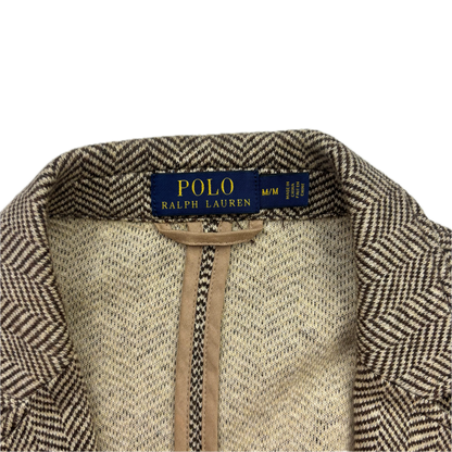 Polo Ralph Lauren Unstructured Brown Herringbone Tweed Blazer (Cotton Linen) - M
