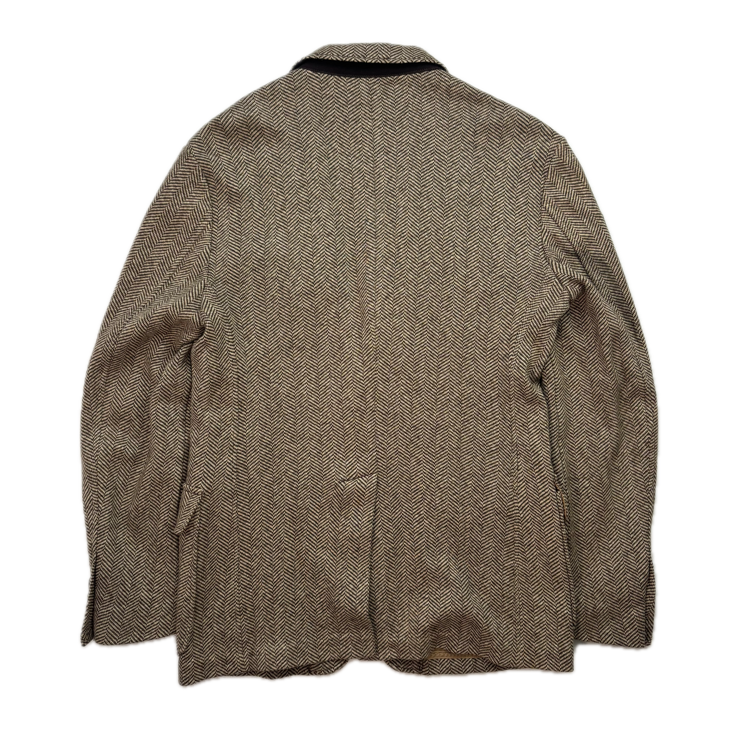 Polo Ralph Lauren Unstructured Brown Herringbone Tweed Blazer (Cotton Linen) - M
