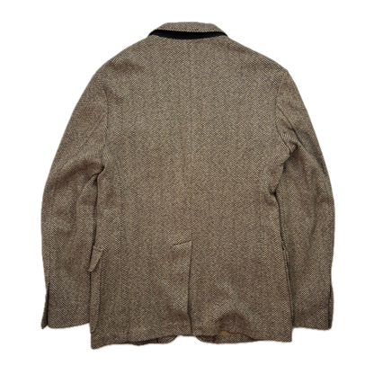 Polo Ralph Lauren Unstructured Brown Herringbone Tweed Blazer (Cotton Linen) - M