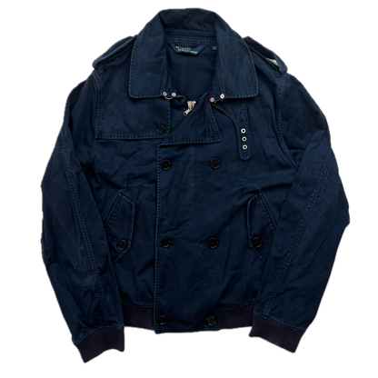Polo Ralph Lauren Navy Aviator Bomber Jacket Double Breast Cropped - L