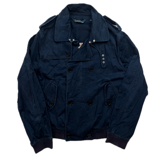 Polo Ralph Lauren Navy Aviator Bomber Jacket Double Breast Cropped - L