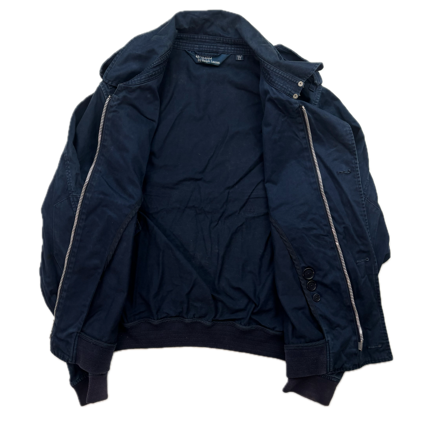 Polo Ralph Lauren Navy Aviator Bomber Jacket Double Breast Cropped - L