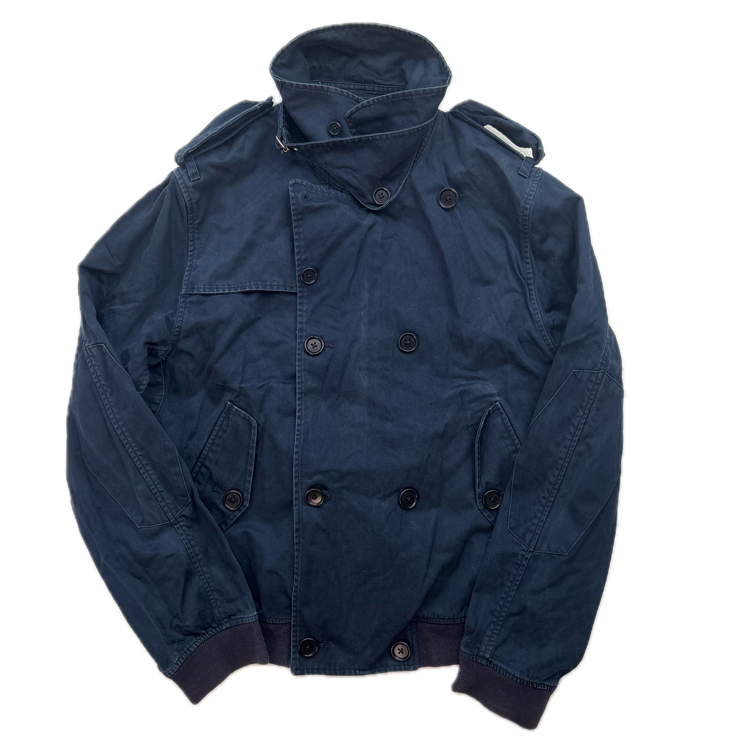 Polo Ralph Lauren Navy Aviator Bomber Jacket Double Breast Cropped - L