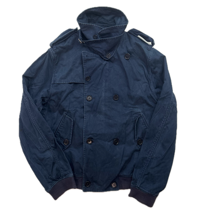 Polo Ralph Lauren Navy Aviator Bomber Jacket Double Breast Cropped - L