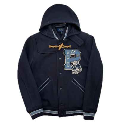 Polo Ralph Lauren Navy Toggle Letterman Varsity BKLYN Jacket (Wool Blend) - XS