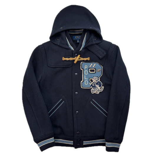 Polo Ralph Lauren Navy Toggle Letterman Varsity BKLYN Jacket (Wool Blend) - XS
