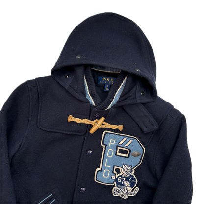 Polo Ralph Lauren Navy Toggle Letterman Varsity BKLYN Jacket (Wool Blend) - XS