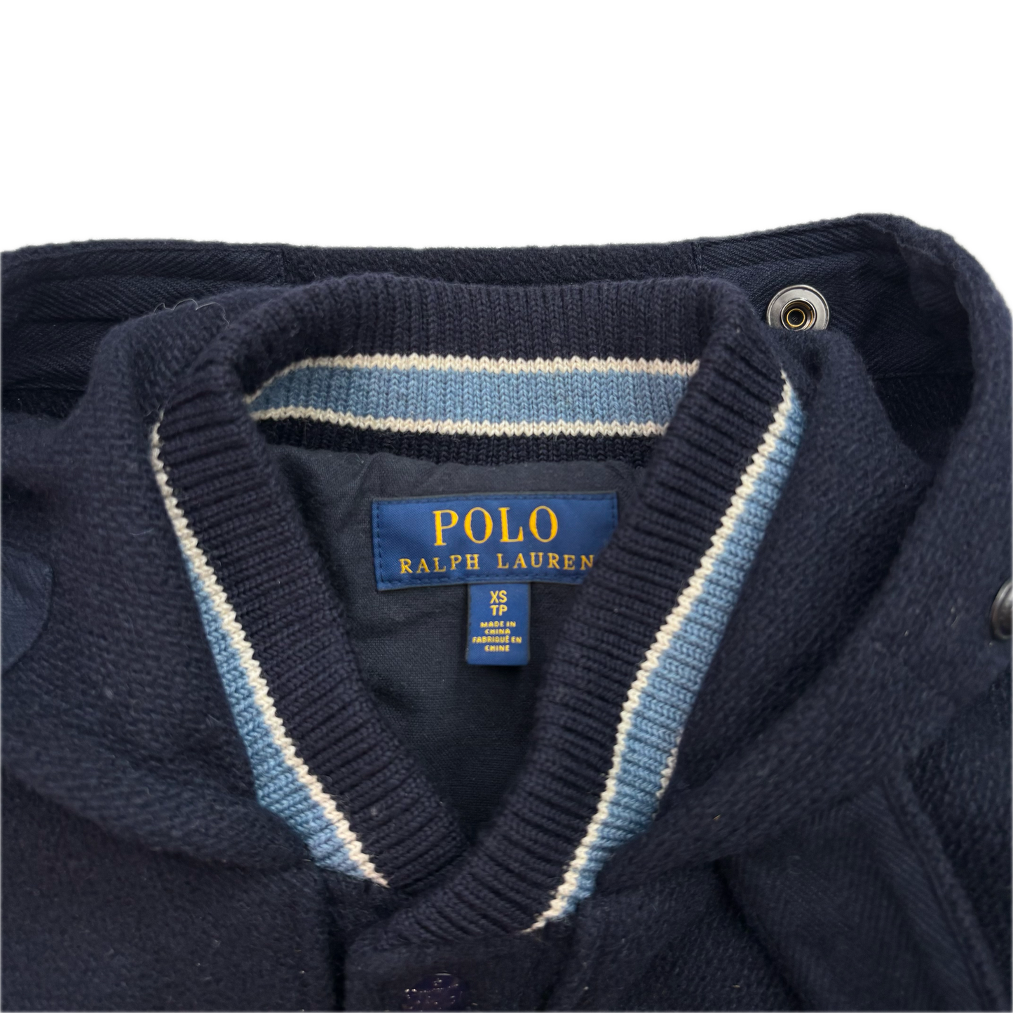 Polo Ralph Lauren Navy Toggle Letterman Varsity BKLYN Jacket (Wool Blend) - XS