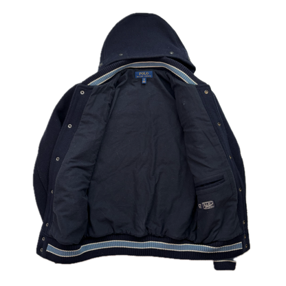 Polo Ralph Lauren Navy Toggle Letterman Varsity BKLYN Jacket (Wool Blend) - XS