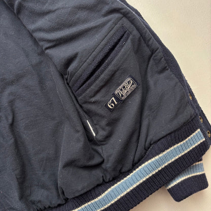 Polo Ralph Lauren Navy Toggle Letterman Varsity BKLYN Jacket (Wool Blend) - XS