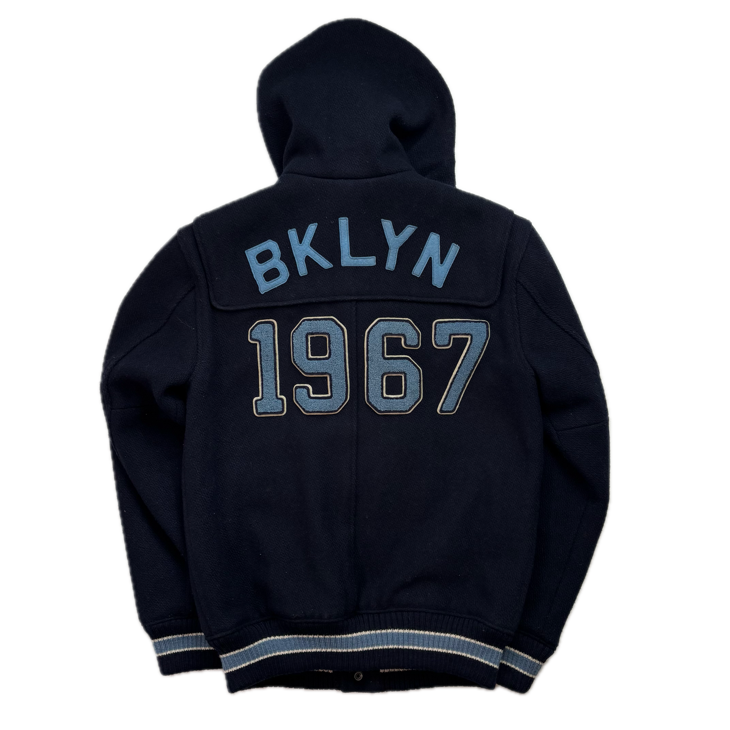 Polo Ralph Lauren Navy Toggle Letterman Varsity BKLYN Jacket (Wool Blend) - XS