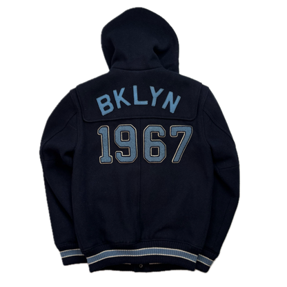 Polo Ralph Lauren Navy Toggle Letterman Varsity BKLYN Jacket (Wool Blend) - XS