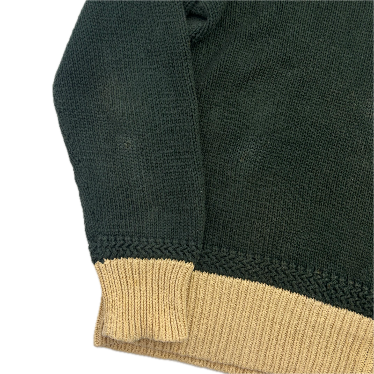 Crest Green Shawl Neck Jumper Sweater (Cotton) - XL