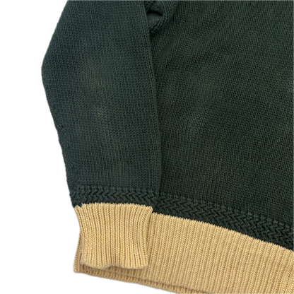 Crest Green Shawl Neck Jumper Sweater (Cotton) - XL