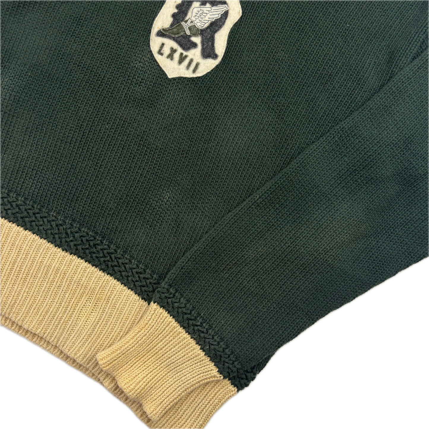 Crest Green Shawl Neck Jumper Sweater (Cotton) - XL