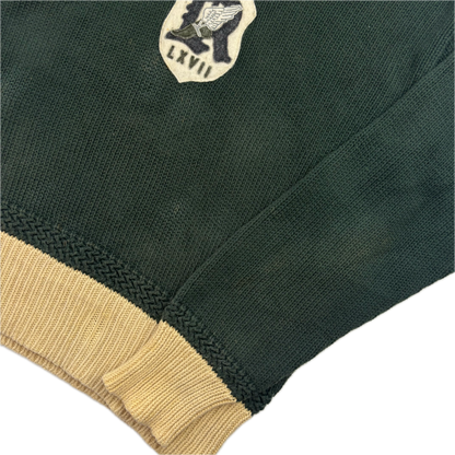 Crest Green Shawl Neck Jumper Sweater (Cotton) - XL