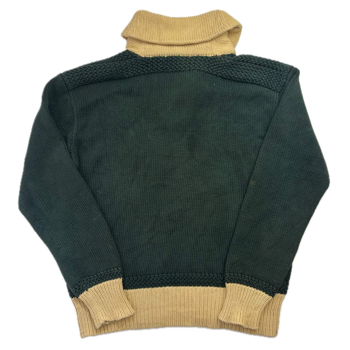 Crest Green Shawl Neck Jumper Sweater (Cotton) - XL