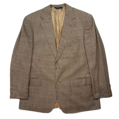 Polo Ralph Lauren Brown Beige Houndstooth Tweed Blazer - 44L