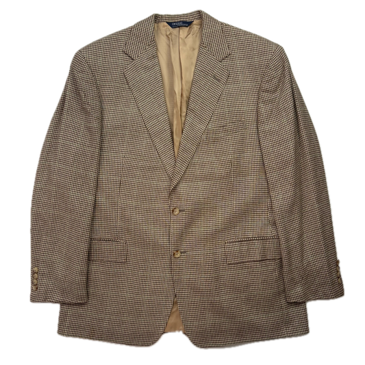 Polo Ralph Lauren Brown Beige Houndstooth Tweed Blazer - 44L