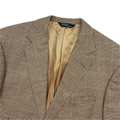 Polo Ralph Lauren Brown Beige Houndstooth Tweed Blazer - 44L
