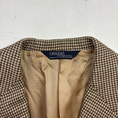 Polo Ralph Lauren Brown Beige Houndstooth Tweed Blazer - 44L