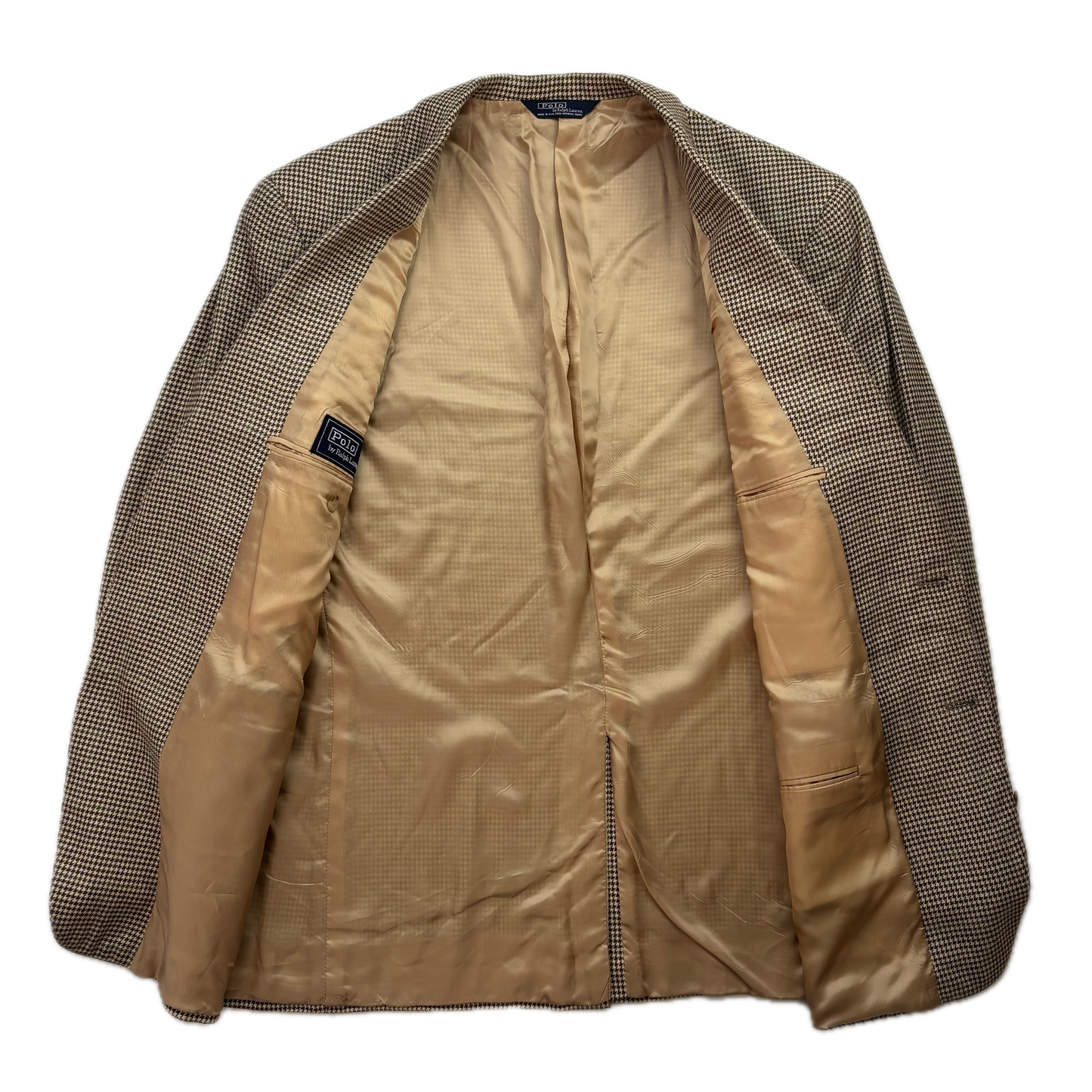 Polo Ralph Lauren Brown Beige Houndstooth Tweed Blazer - 44L