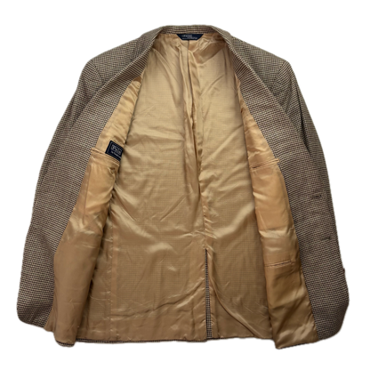 Polo Ralph Lauren Brown Beige Houndstooth Tweed Blazer - 44L