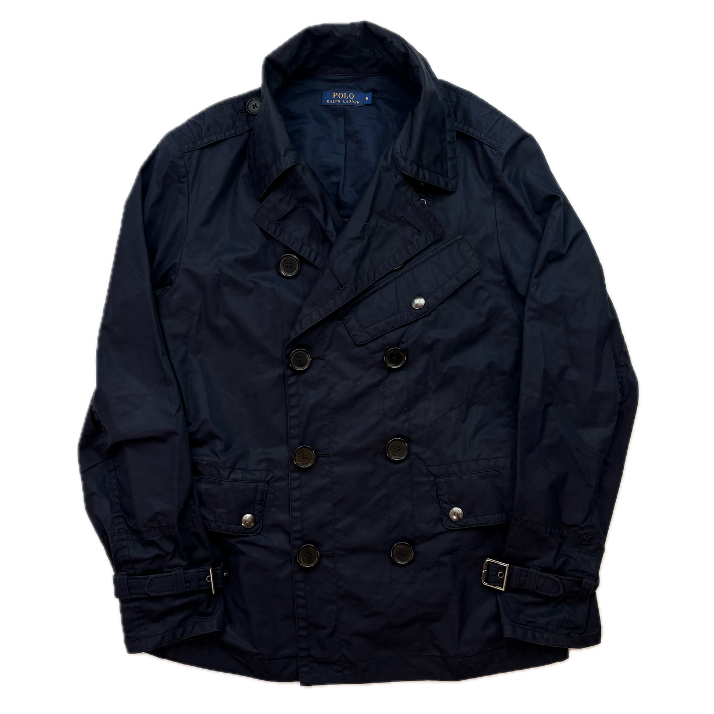 Polo Ralph Lauren Navy Utility Double Breasted Rain Mac Coat - S